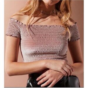 Urban Outfitters Smocked Velvet Crop Top